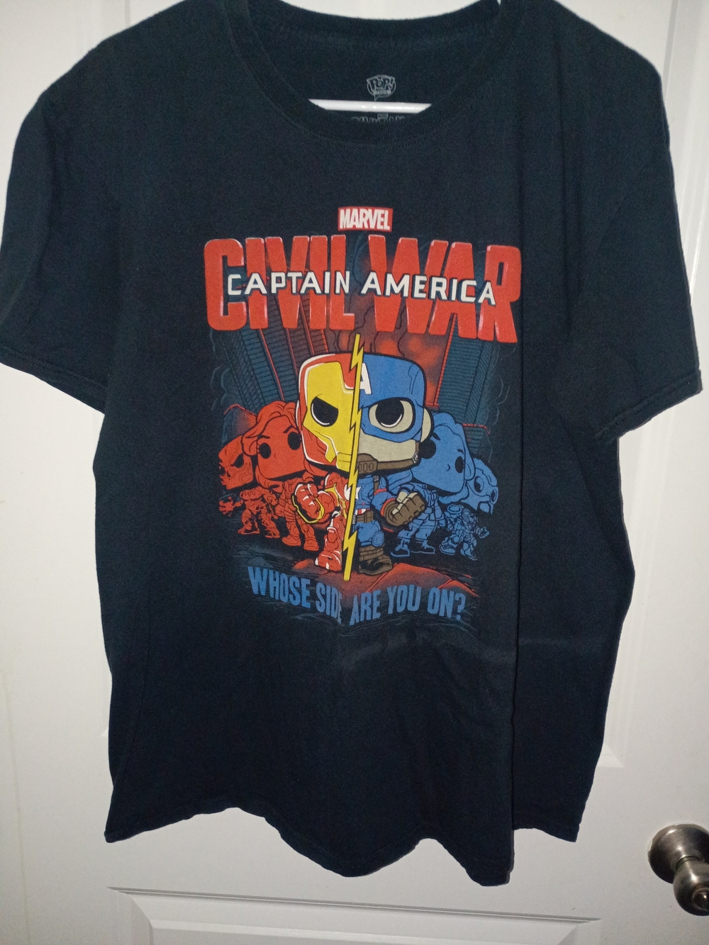 Marvel Captain America Civil War Graphic Tee - Black with Red, Blue, Yellow